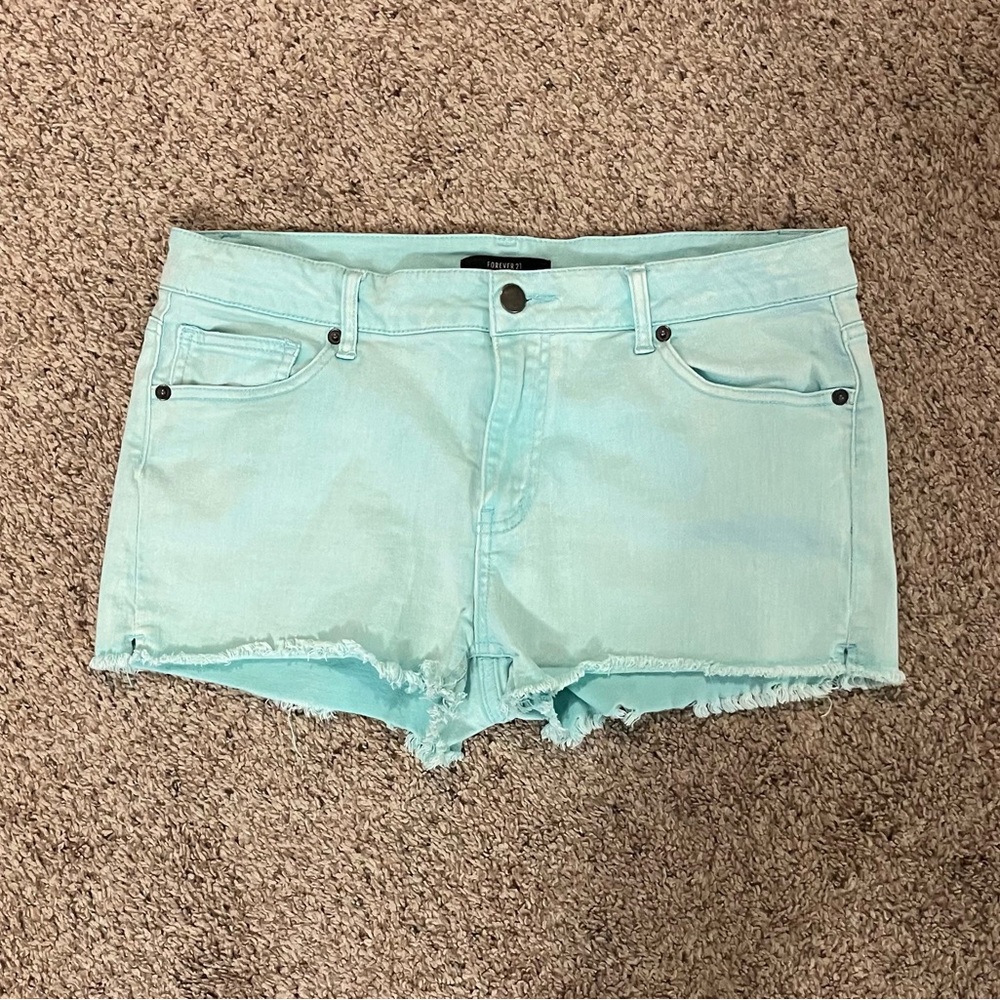 Forever 21 Mint Green Denim Cutoff Shorts